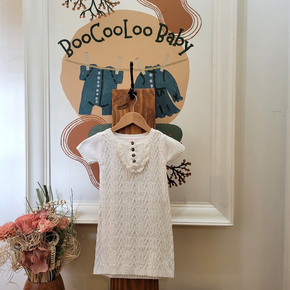 Old Navy Cream Cable Knit Kids Dress